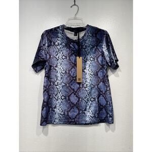 Ksubi Velvet Ponty Mython Short Sleeve Tee Top Womens Size Small Snakeskin Print